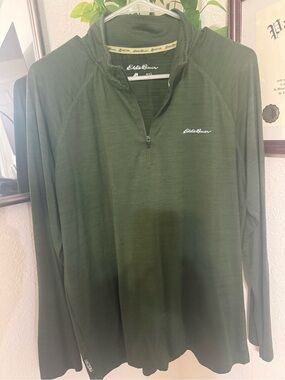 Eddie Bauer Dark Olive Quarter-Zip Pullover
